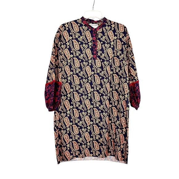 Sachin & Babi Celestine Paisley Print 3/4 Sleeve Tunic Shift Mini Dress Size XS - Picture 3 of 14